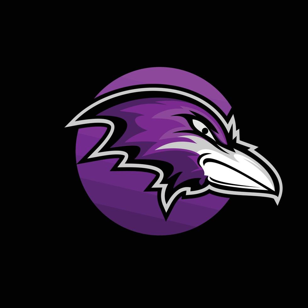 raven head maskot logotyp vektor