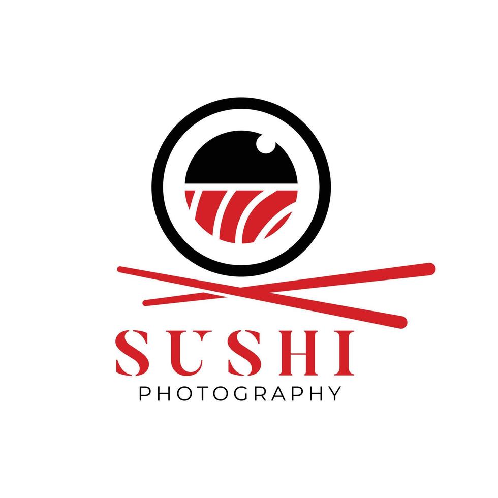Logo für Sushi-Fotografie. japanisches Restaurant, japanisches Essen, Fotostudio vektor