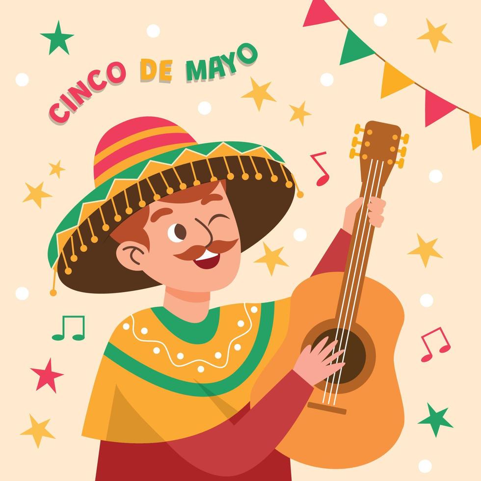 ein mann feiert cinco de mayo vektor