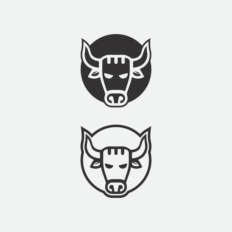 Bull Buffalo Head Set Kuh Tier Maskottchen Logo Design Vektor für Sport Horn Büffel Tier Säugetiere Kopf Logo Wild Matador