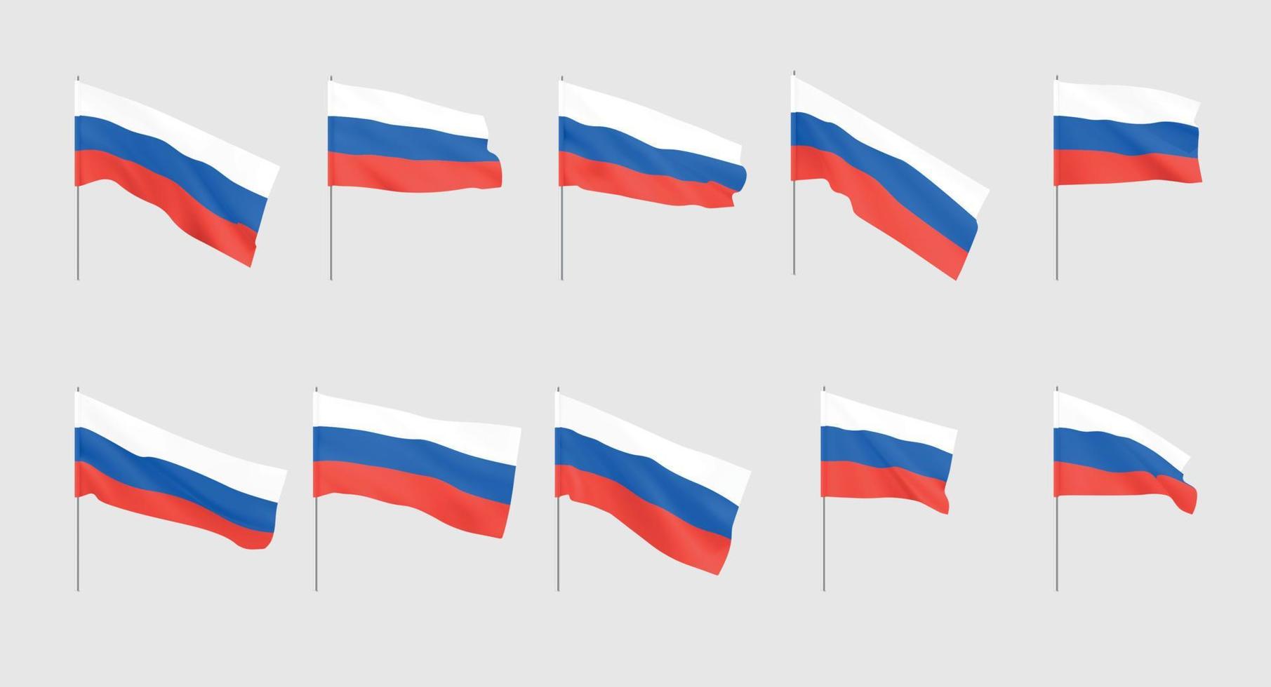 russland flaggen. satz nationaler realistischer flaggen der russischen föderation. vektor