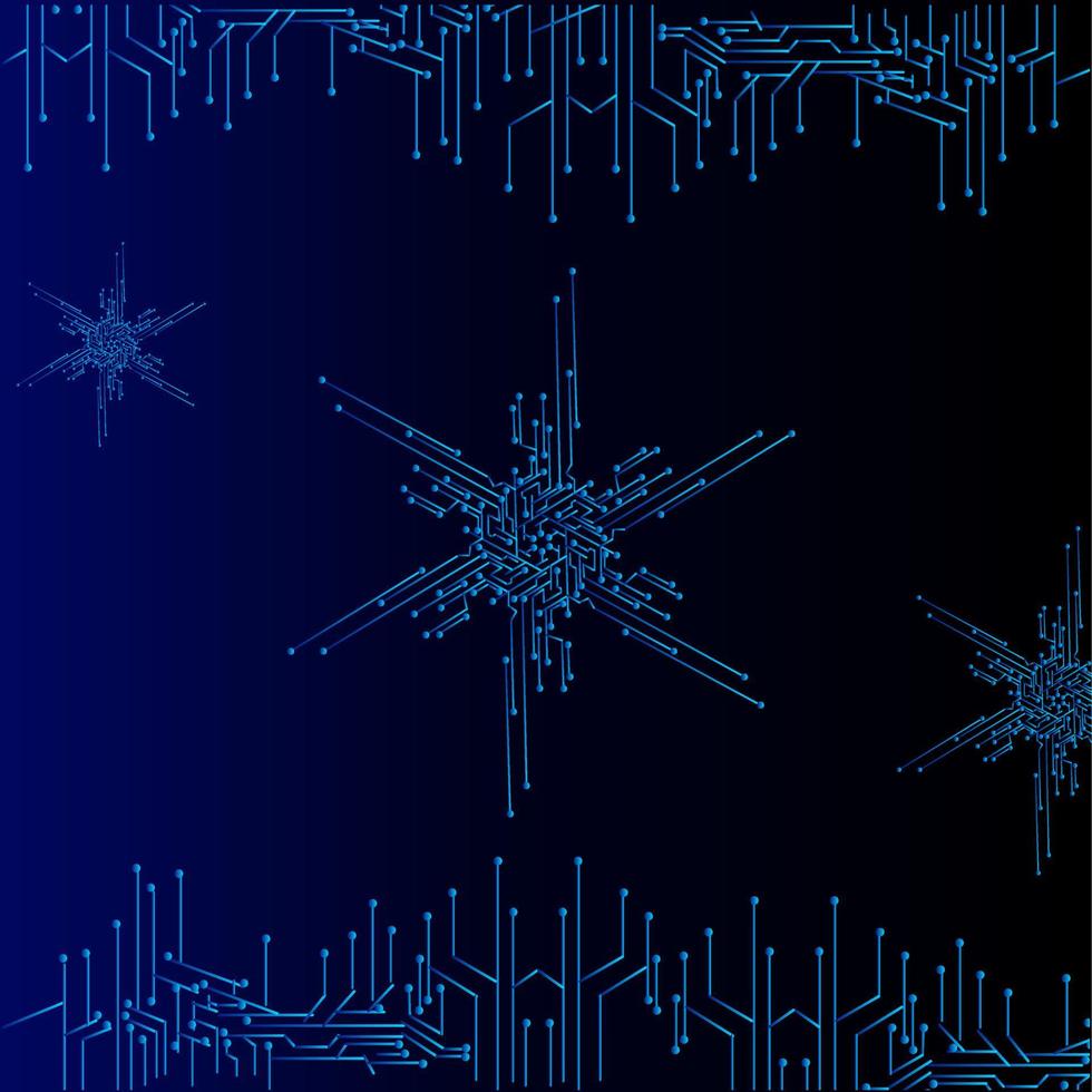 das elektronische logodesign des technologieschnees für weihnachtshintergrund vektor