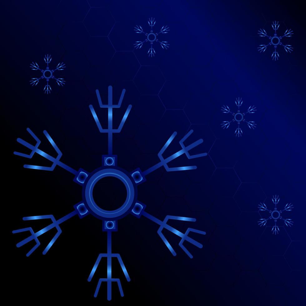das elektronische logodesign des technologieschnees für weihnachtshintergrund vektor