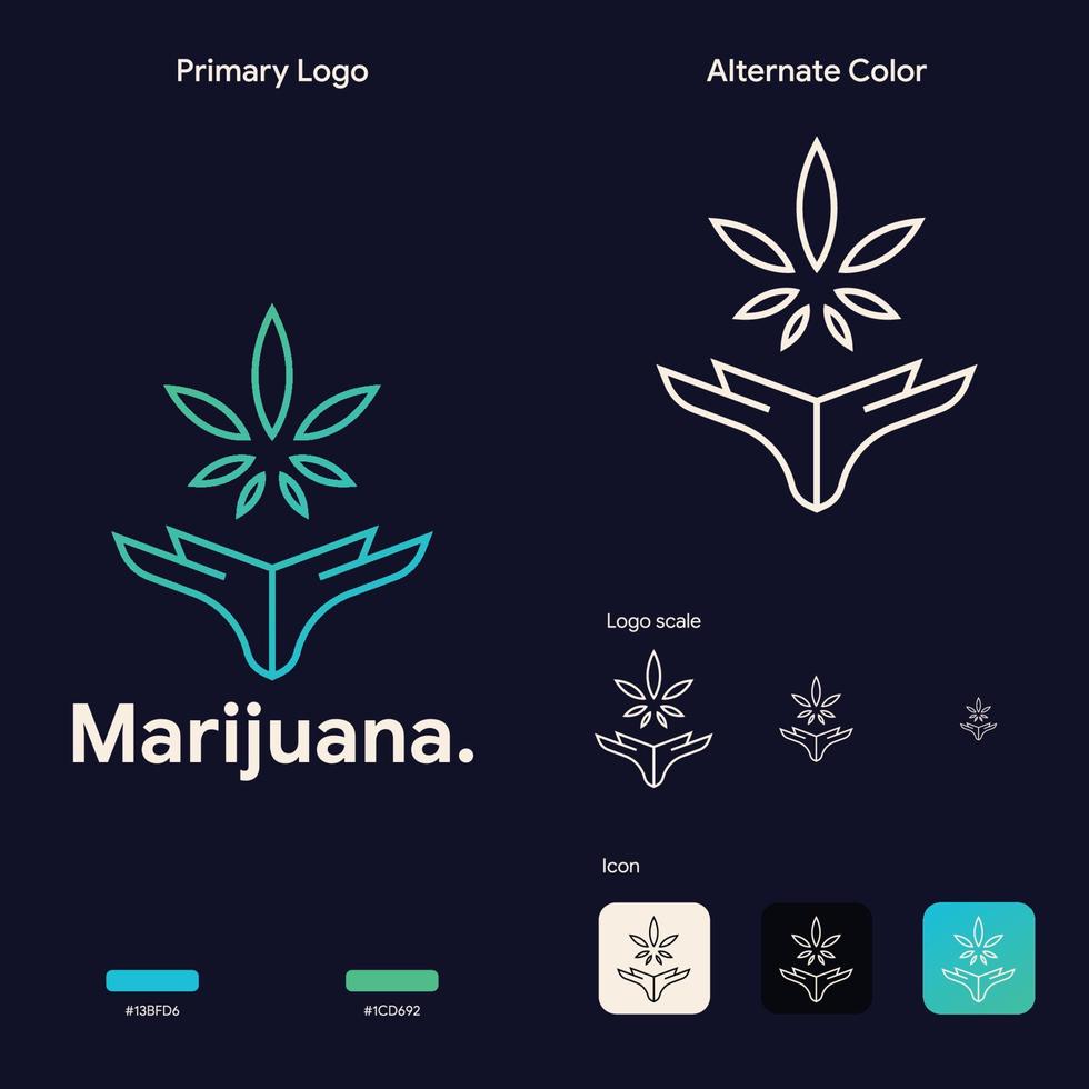 elegantes Marihuana-Unkraut-Logo-Konzept vektor