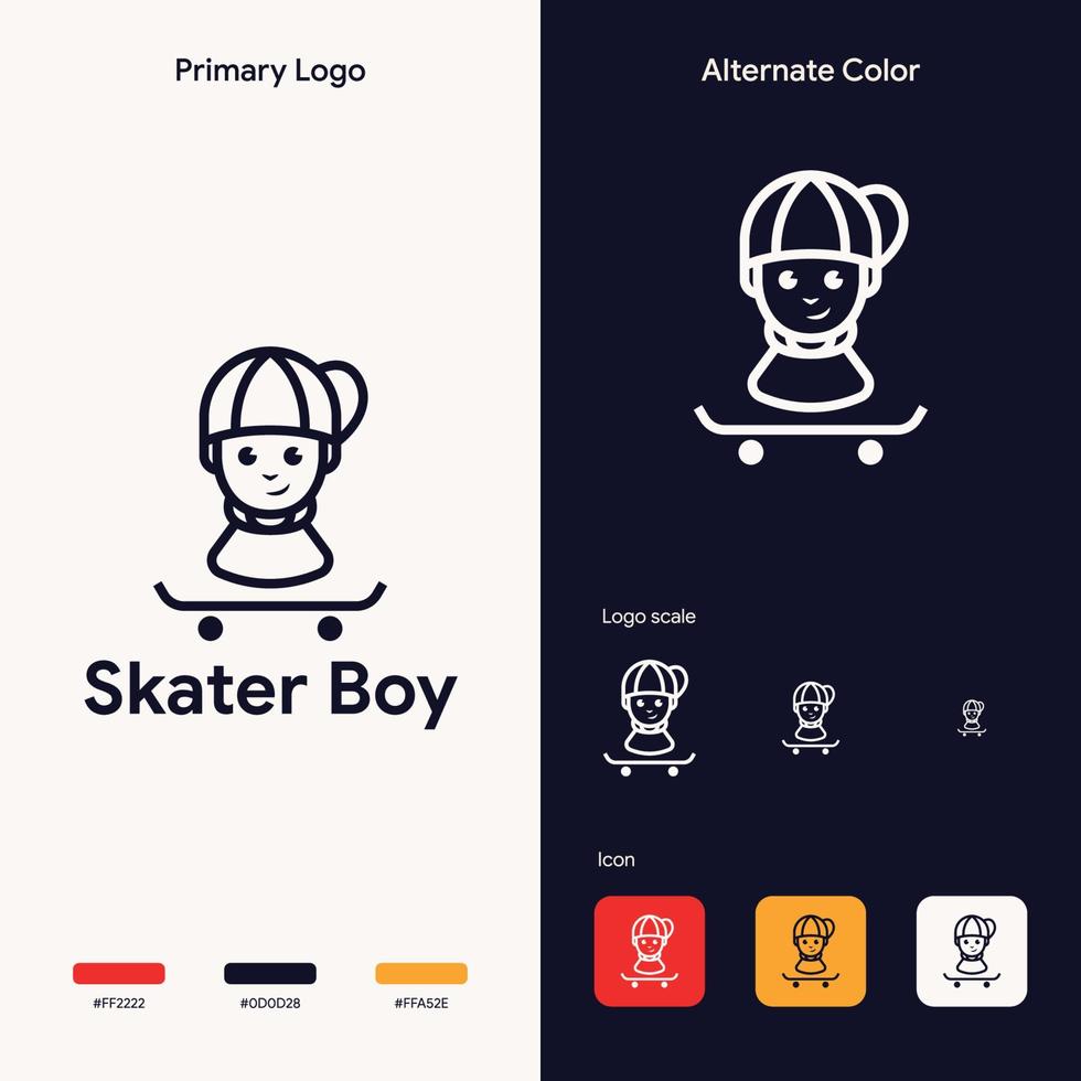 minimalistisk skater pojke logotyp koncept vektor