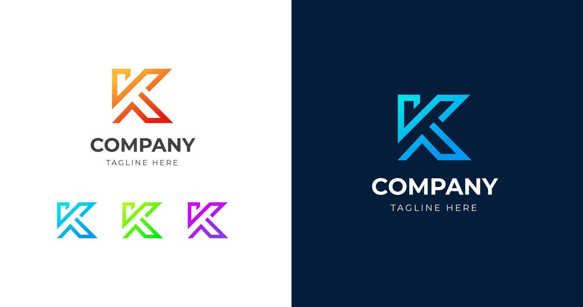 anfängliche k-Buchstaben-Logo-Designvorlage, Linienverlaufskonzept, Vektorillustration vektor