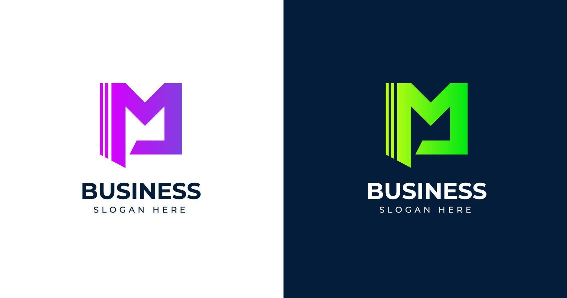 bokstaven m logotyp designmall med kvadratisk form stil vektor