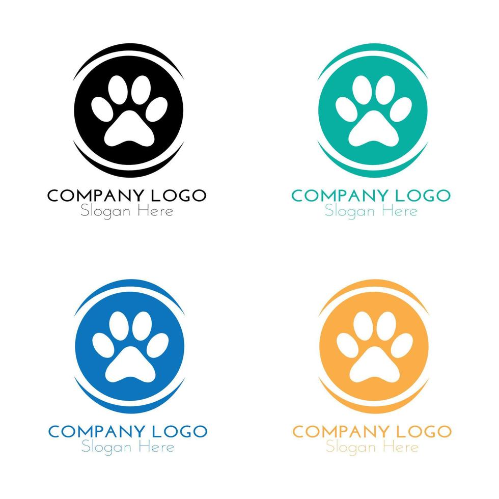 hund fotavtryck logotyp set vektor