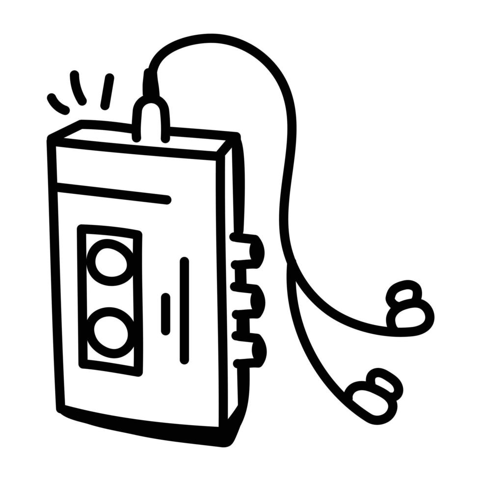 praktisk doodle-ikon för ljudspelare vektor