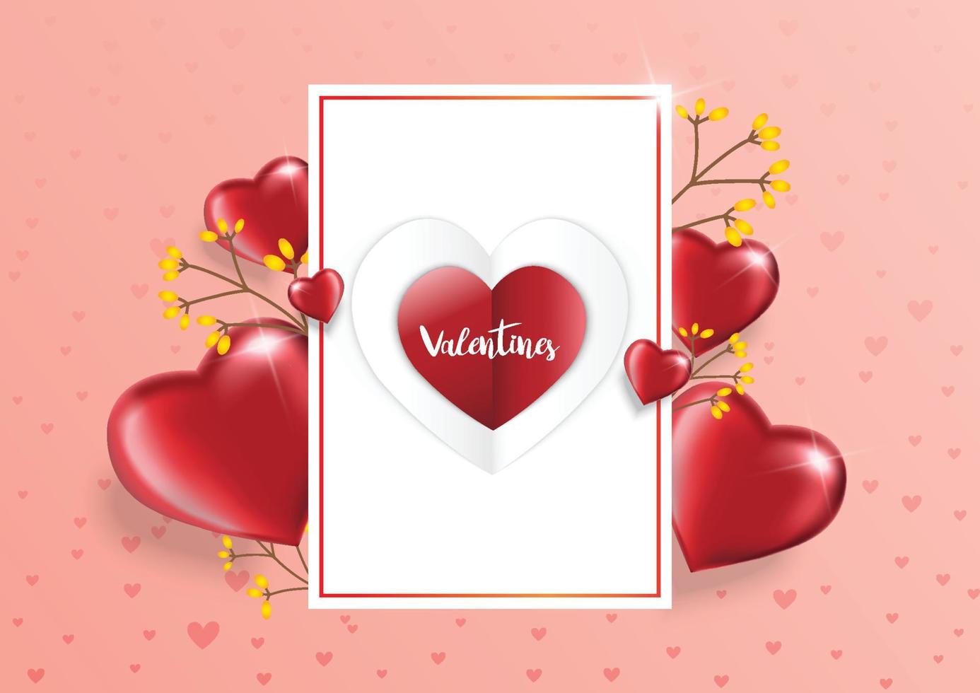 Valentinstag Hintergrund mit Textbox und schönen Herzen Luftballons. Grußkarte, Einladung oder Banner Vorlage vektor
