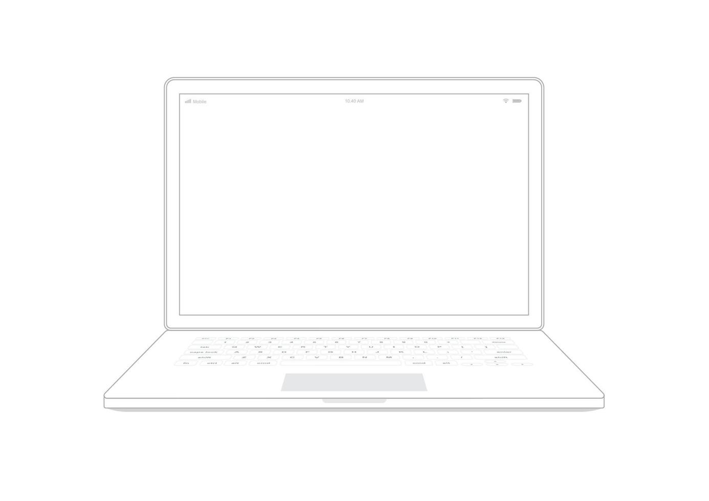 Laptop-Computer-Notebook-Umriss auf weißem Hintergrund. Illustrator-Vektor. vektor