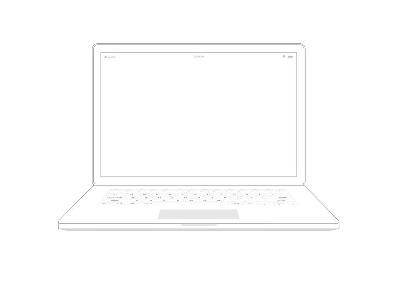 bärbar dator anteckningsbok kontur på vit bakgrund. illustratör vektor. vektor