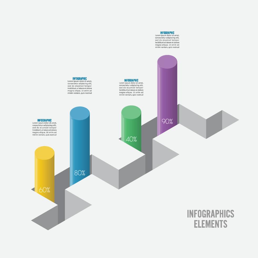 Die Infografik-Designvorlage kann für Workflow-Layout, Diagramm, Nummernoptionen und Webdesign verwendet werden. Infografik-Geschäftskonzept mit Optionen, Teilen, Schritten oder Prozessen. vektor