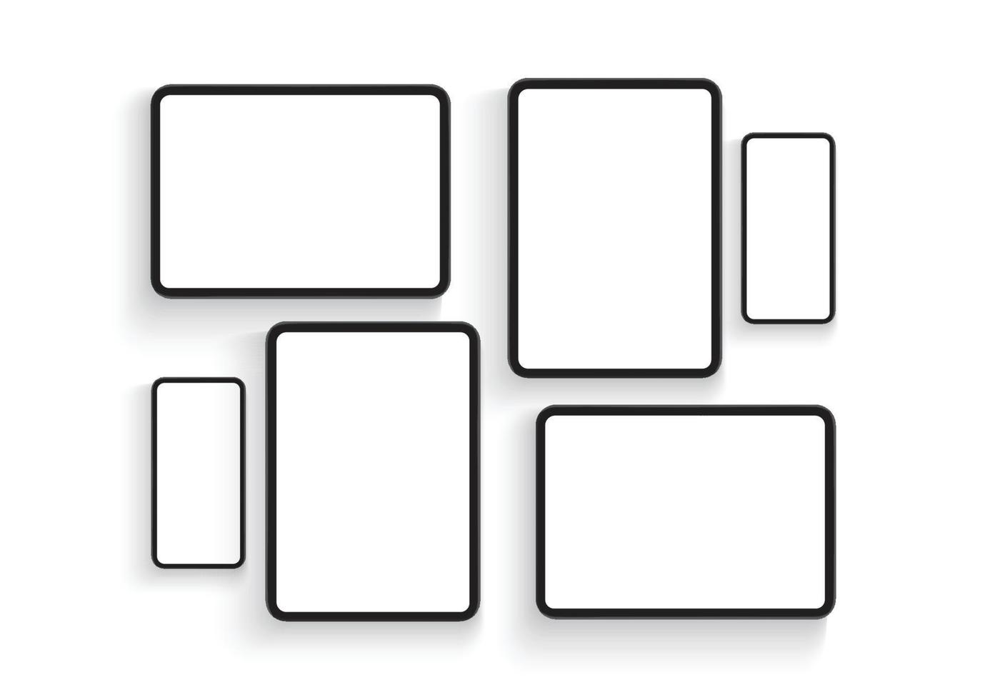 Smartphones und Tablet-Bildschirme für die Designpräsentation mobiler Apps, isoliert auf weißem Hintergrund. Vektor-Illustration vektor