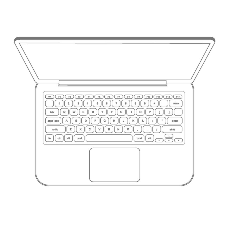 Laptop-Computer-Notizbuch-Umrissvektor vektor