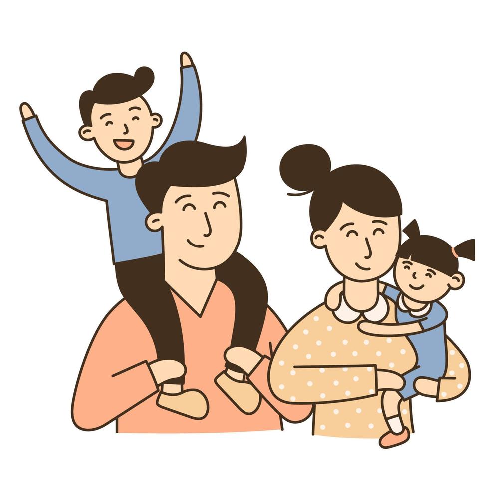 Familie. hand gezeichnetes kinder- und familiengekritzel-symbol vektor