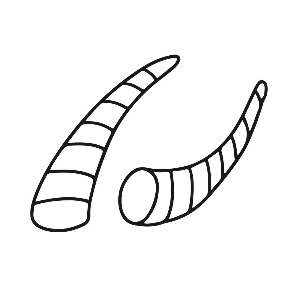 alternativ medicin. behandling av indonesiskt buffelhorn. doodle skiss handritad vektorillustration av horn för koppningsterapi på vit bakgrund. isolerade kontur. vektor