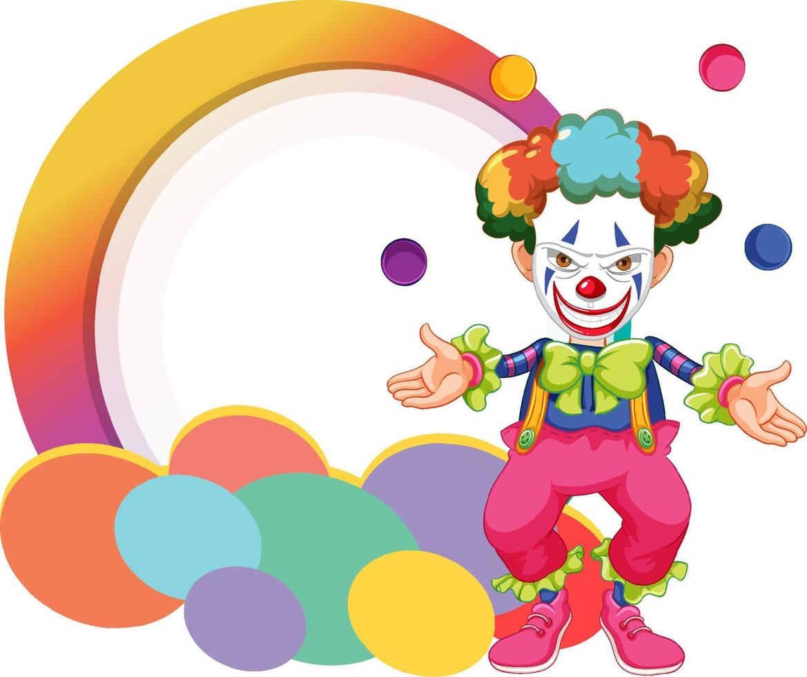 clown-zeichentrickfigur mit leerem banner vektor