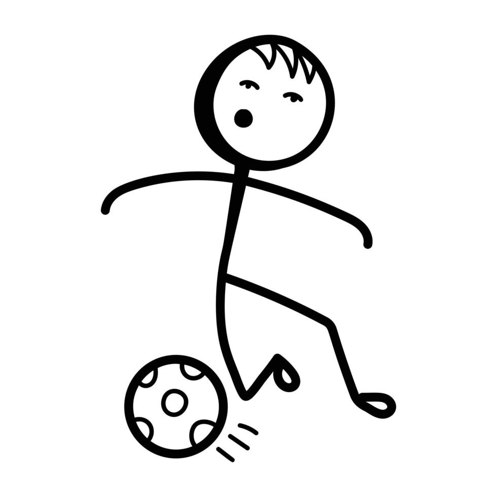en väldesignad doodle-ikon för fotbollsspel vektor