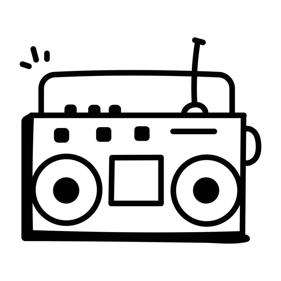 få syn på ljudbox doodle-ikonen vektor