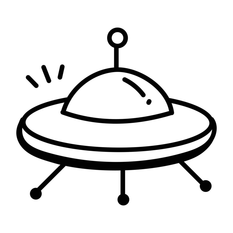 främmande skepp, doodle ikon av ufo vektor