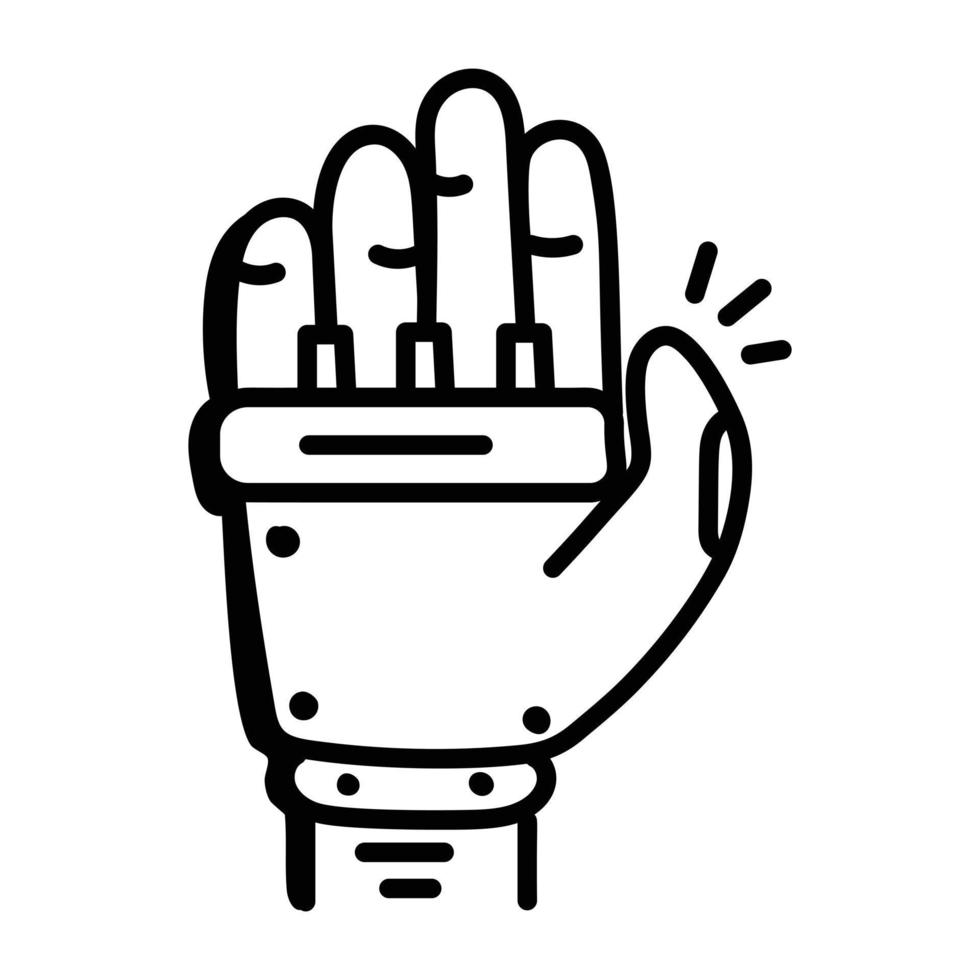 Eine gut gestaltete Doodle-Ikone des Weltraumhandschuhs vektor