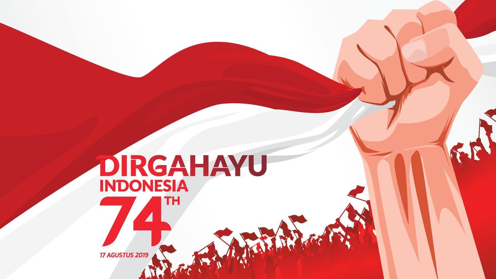 17 augusti. indonesien glad självständighetsdagen gratulationskort med händerna knutna, anda av frihet symbol. använd för banner och bakgrund. - vektor