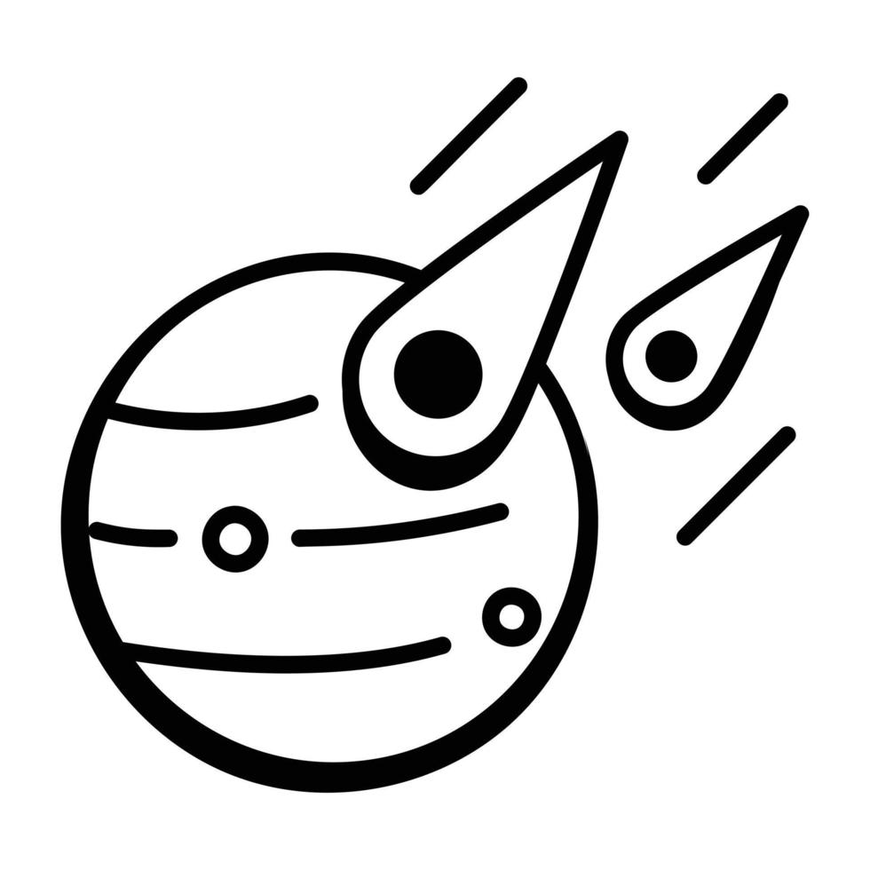 premium doodle design av planetikonen vektor