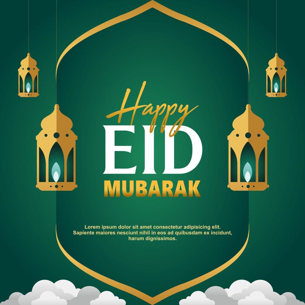 eid mubarak quadratische bannervorlage. Vektorgrafik geeignet für Grußkarten, Social-Media-Beiträge, Poster, Veranstaltungen usw. vektor