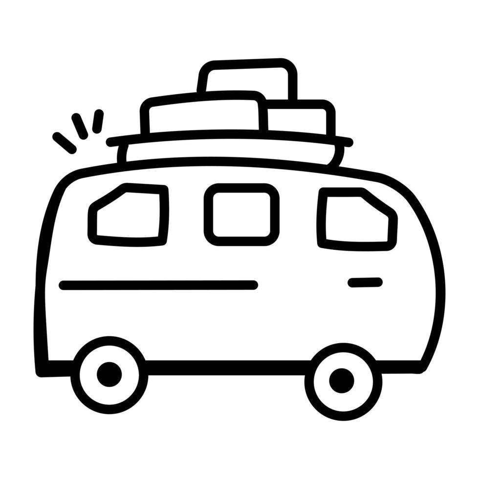 Werfen Sie einen Blick auf das Doodle-Symbol von Travel Van vektor