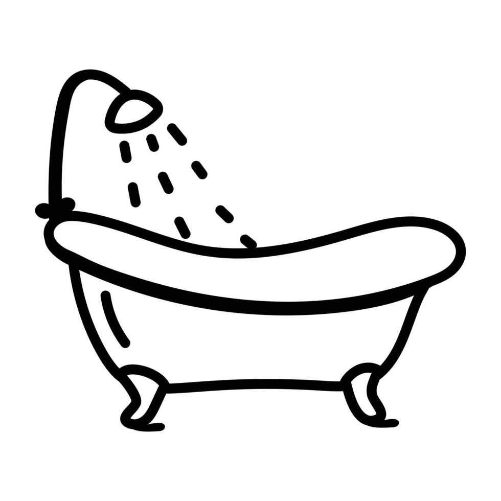 kreativ gestaltete Doodle-Ikone der Badewanne vektor