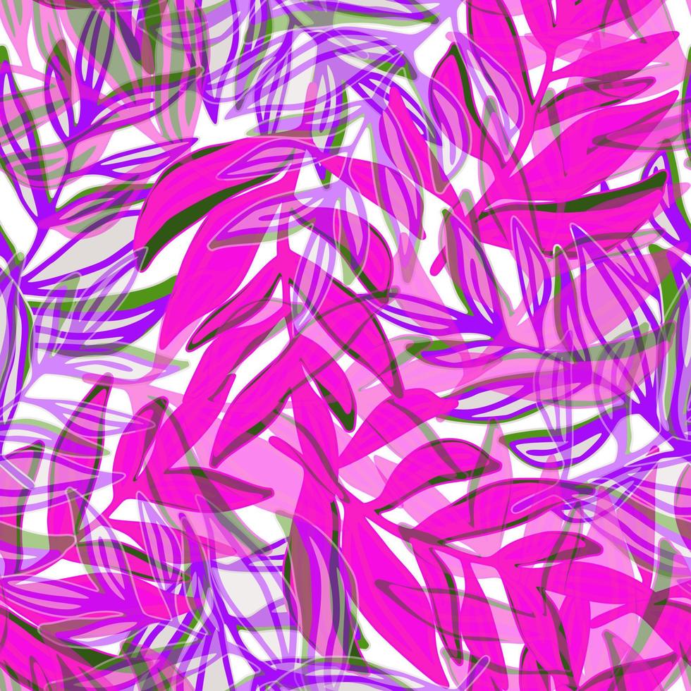 kreativa rosa djungelblad seamless mönster. tropiskt mönster, palmblad sömlösa. exotisk växt bakgrund. botanisk blommig bakgrund. vektor