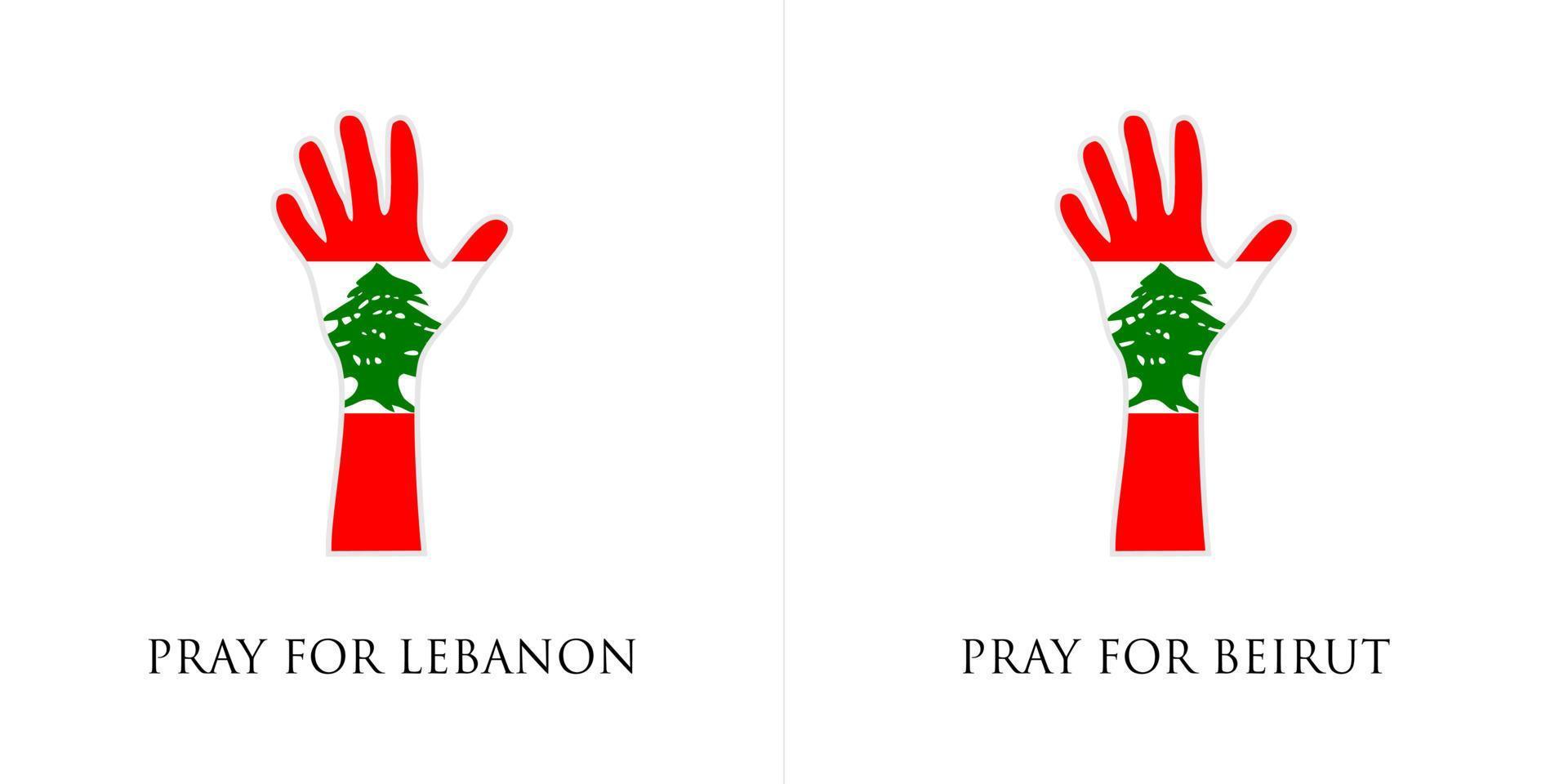 be för Libanon och be för Beirut vektorillustration. Libanons flagga från massiv explosion. design för mänsklighet, fred, donationer, välgörenhet och anti-krig vektor