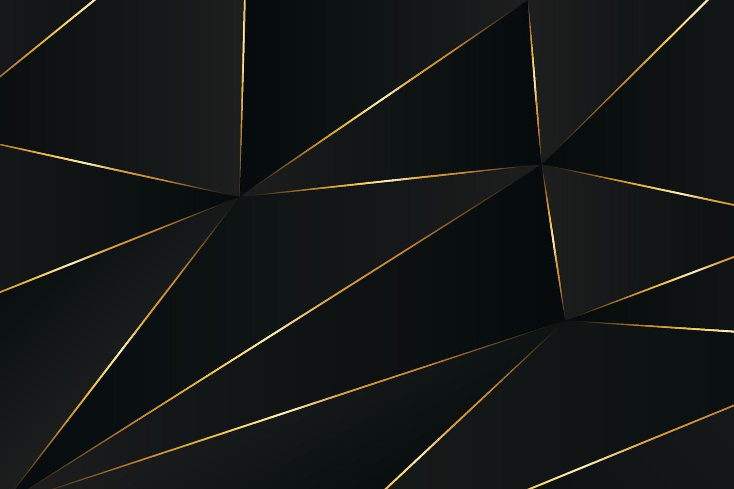 schwarzer polygonaler Designhintergrund mit goldenen Linien. Low-Poly-Hintergrund im Stil der abstrakten Kunst vektor