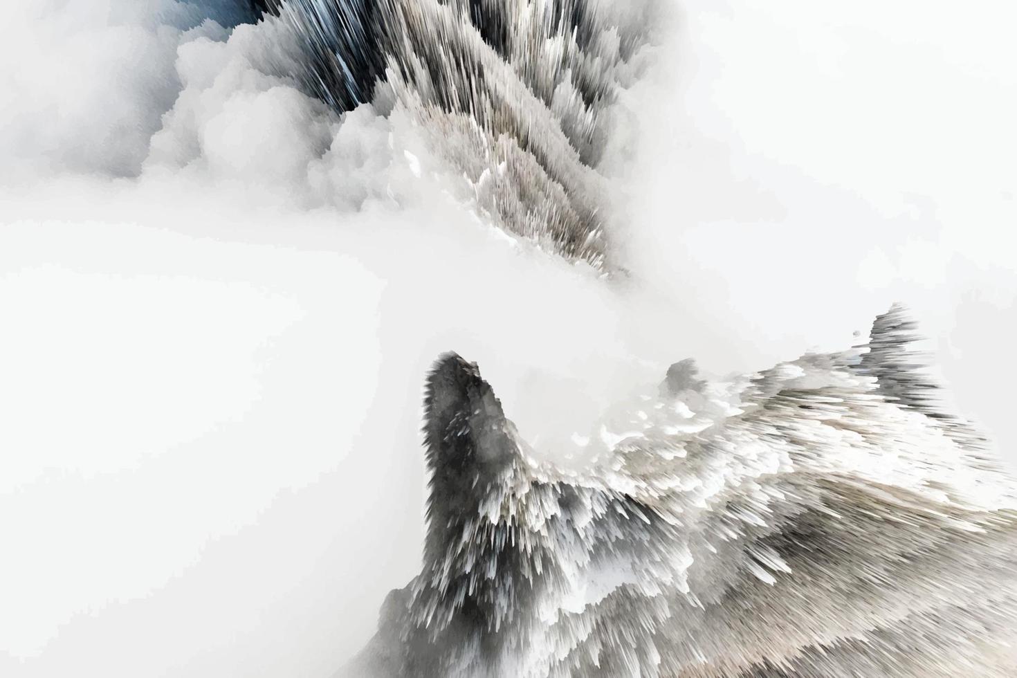 stilvoller scharfer gefrorener berg 3d-rendering. abstrakter akuter weißer Hintergrund mit Bewegungseffekt vektor