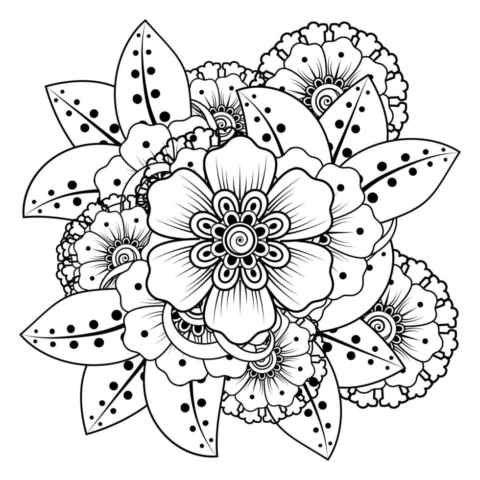 Blumen in schwarz und weiß. Gekritzelkunst für Malbuch vektor