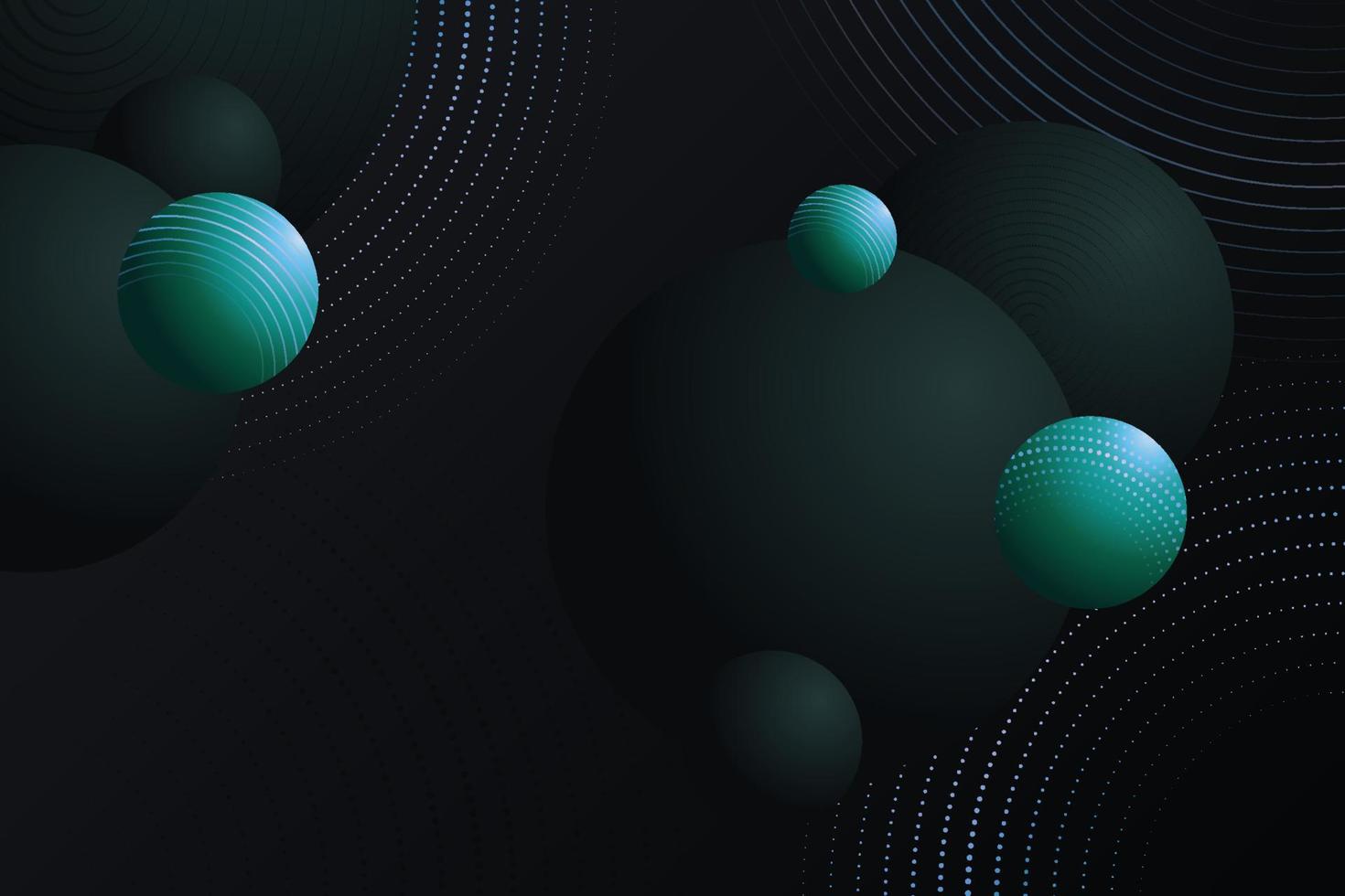 glänzende dynamische gemischte schwarze und grüne Bälle entwerfen Vektorhintergrundillustration im abstrakten Stil vektor