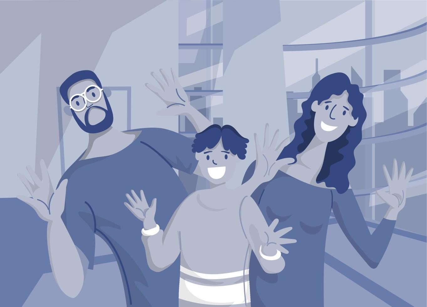 glad familj. pappa, mamma och barn. vektor illustration