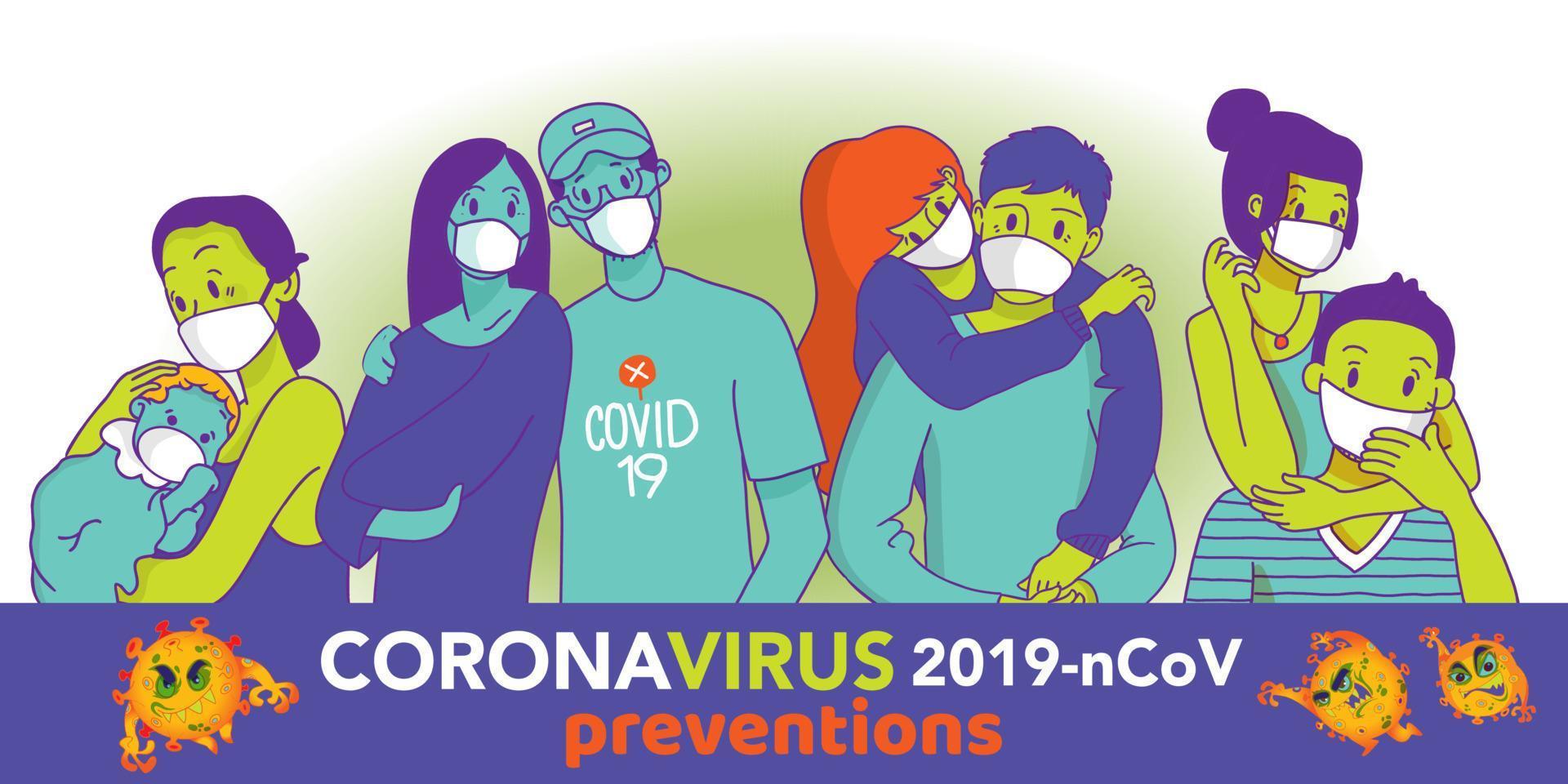 coronavirus i Kina. nya coronavirus 2019-ncov, människor i vit medicinsk ansiktsmask. begreppet coronavirus karantän vektorillustration vektor