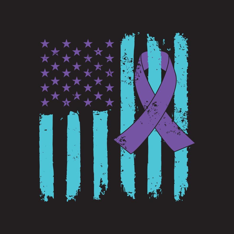 självmordsmedvetenhet amerikansk nödställd flagga vektor t-shirt design