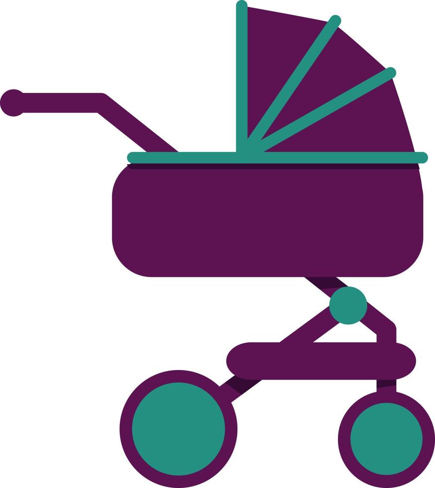 barnvagn semi platt färg vektorobjekt vektor