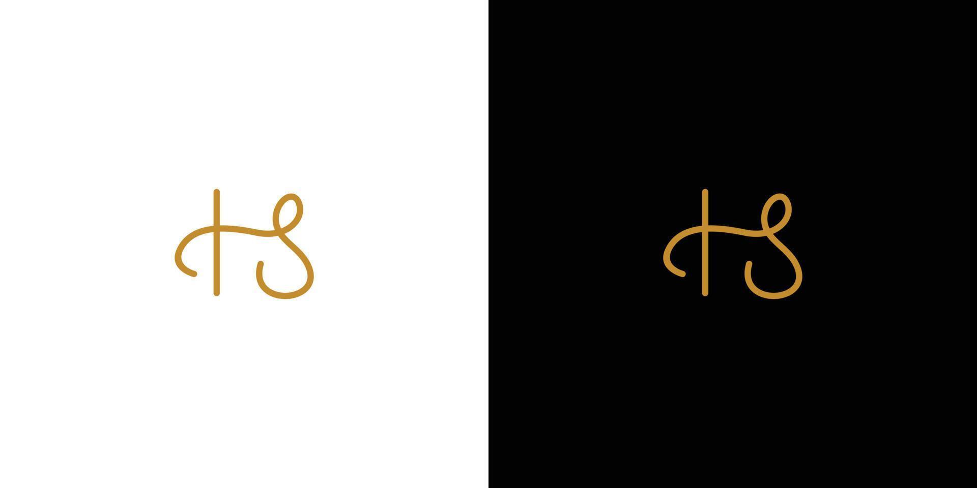 modernes und einzigartiges handgeschriebenes hs-initialen-logo-design vektor