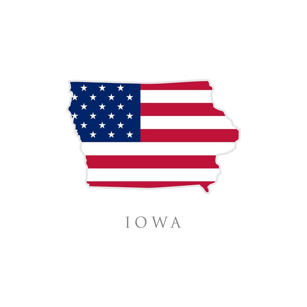 Form der Iowa State Map mit amerikanischer Flagge. Vektor-Illustration. kann für den unabhängigkeitstag der vereinigten staaten von amerika, nationalismus und patriotismusillustration verwendet werden. US-Flaggendesign vektor