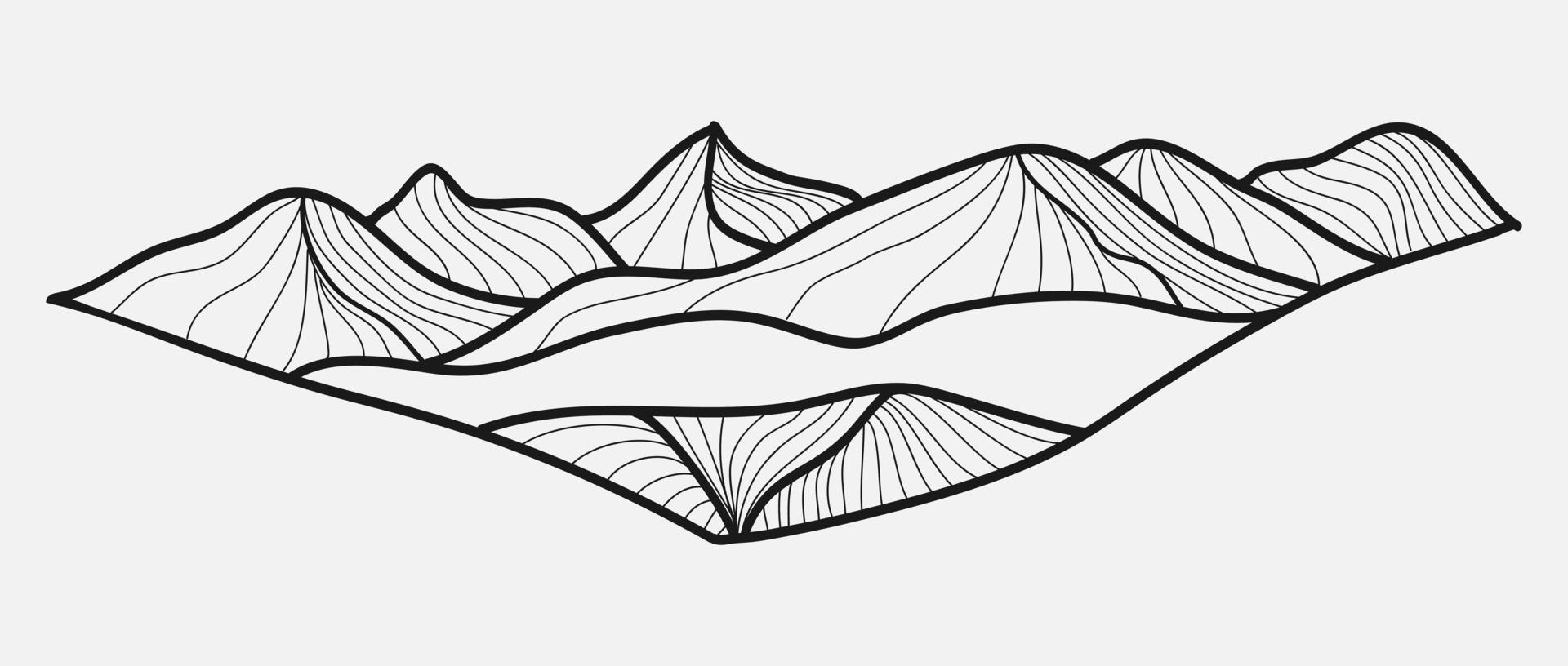 bergslinjekonst. abstrakt berg mall med geometriska mönster. design för tryck, omslag, inbjudan bakgrund, tyg. vektor illustration. vektor illustration