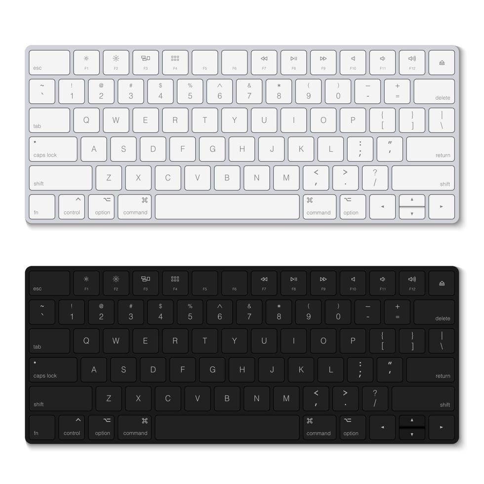 weiße und schwarze Tastatur isoliert auf weißem Hintergrund, Vektorillustration vektor