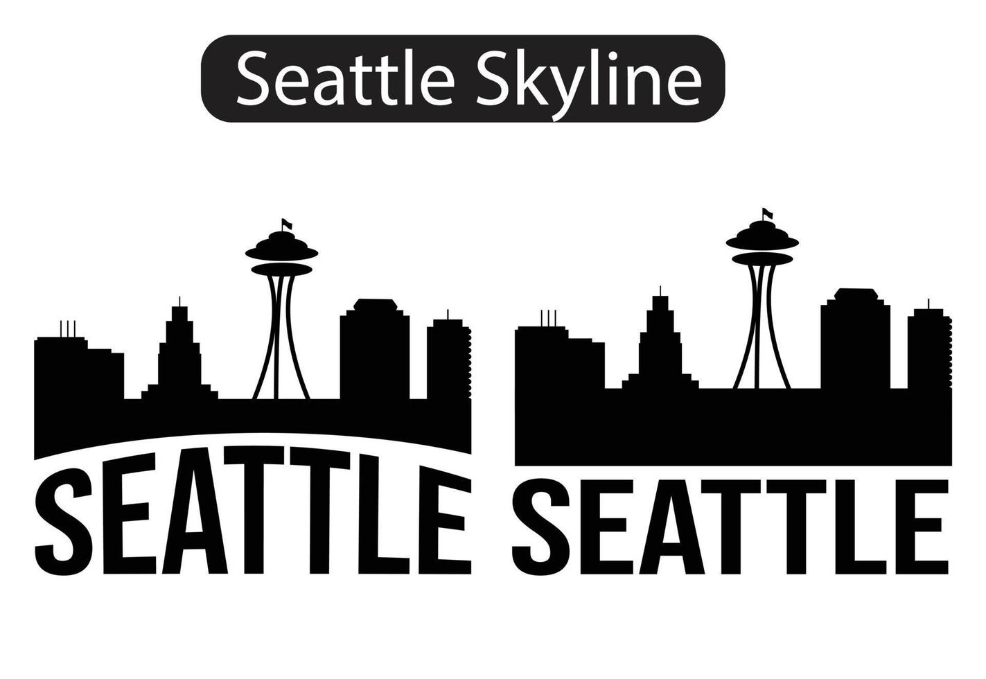 Seattle City Skyline Silhouette Vektor Illustration