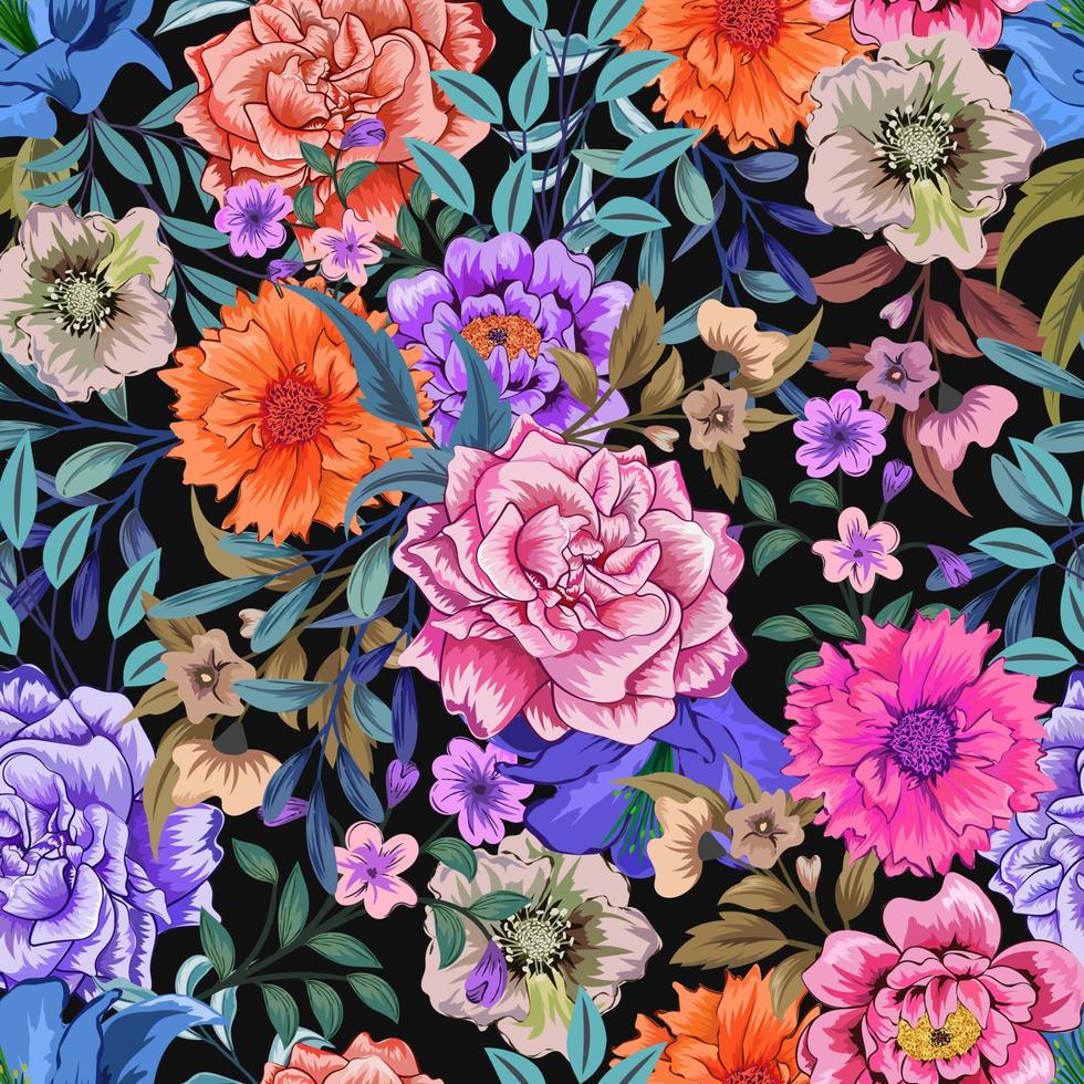 eleganta färgglada sömlösa mönster med botaniska blommönster illustration vektor