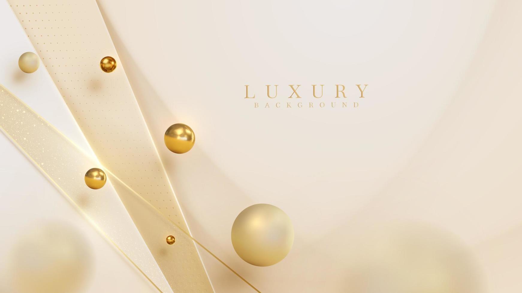 luxushintergrund mit goldenem linienelement mit kugeldekoration und unschärfeeffekt und glitzerlicht. vektor