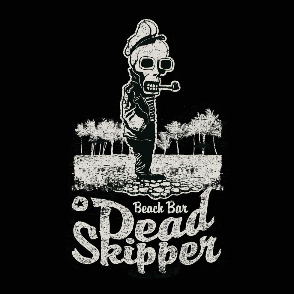 Beach Bar-Dead Skipper Monster Version Essential T-Shirt. Kann für T-Shirt-Druck, Tassendruck, Kissen, Modedruckdesign, Kinderbekleidung, Babyparty, Gruß und Postkarte verwendet werden. T-Shirt-Design vektor