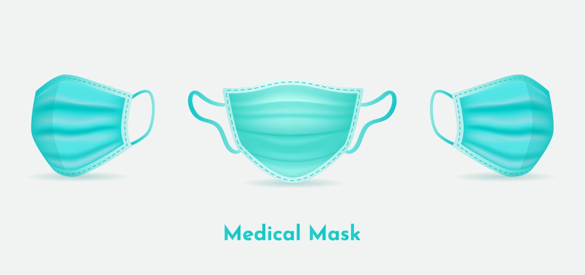 samling av medicinsk mask vektorillustration isolerad på vit bakgrund. realistisk medicinsk mask vektor